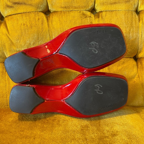 Via Spiga Red Gloss Slip On Wedges - Picture 8 of 10